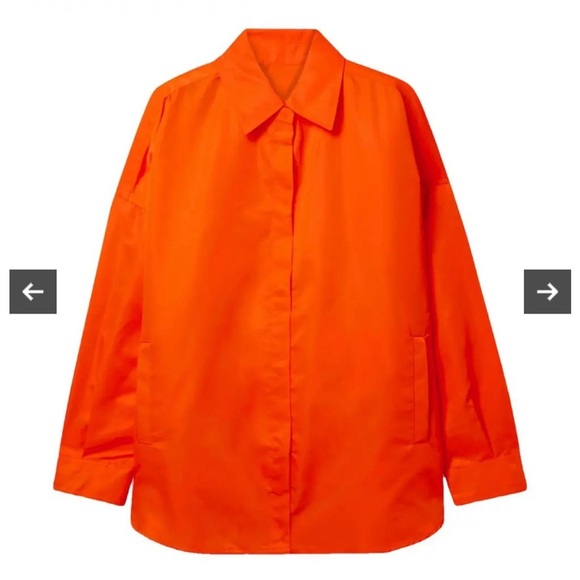 The Frankie Shop Perla Shirt Jacket in Neon Orange Size Medium Large NWT - Picture 2 of 12